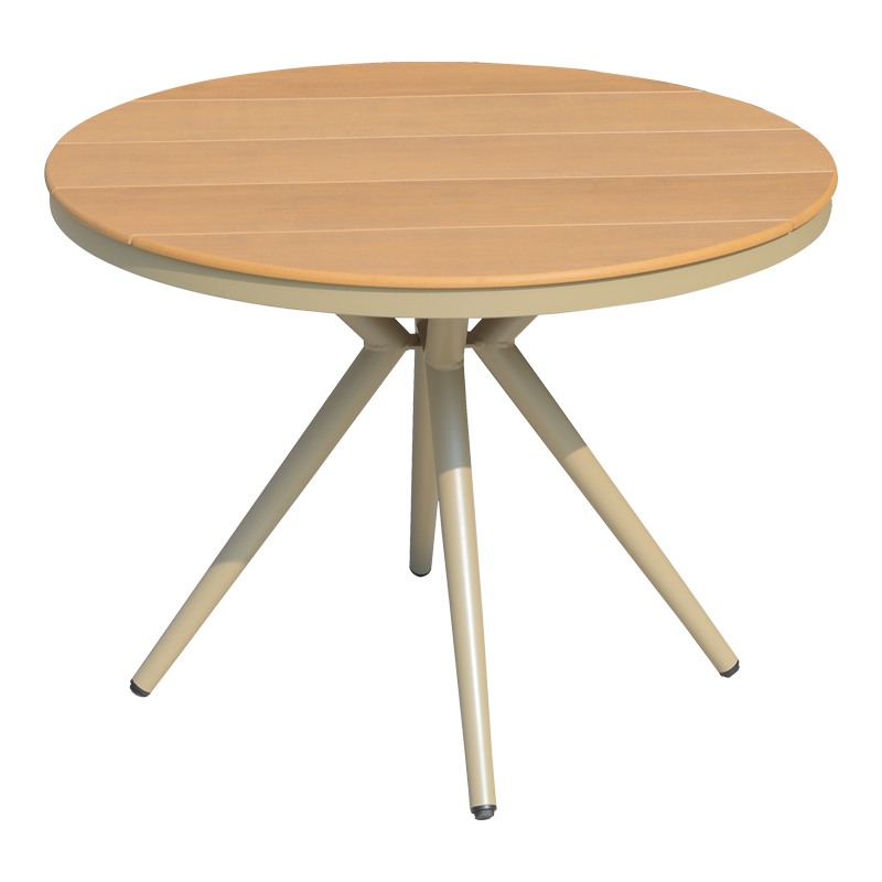 Τραπέζι Hilly plywood και αλουμίνιο σε σαμπανιζέ απόχρωση Φ100x75εκ
