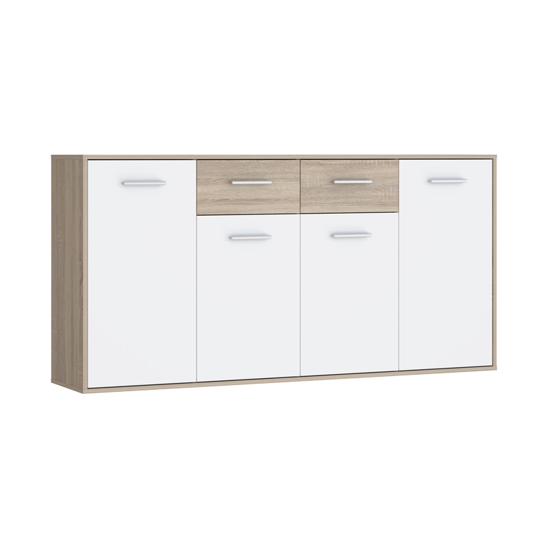 Μπουφές Drepen μελαμίνη σε λευκό και sonoma χρώμα 162.3x34.2x81.7εκ