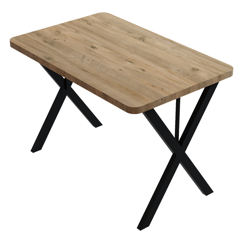 Τραπέζι Zeryin oak μελαμίνης-μαύρο μέταλλο 110x70x75εκ