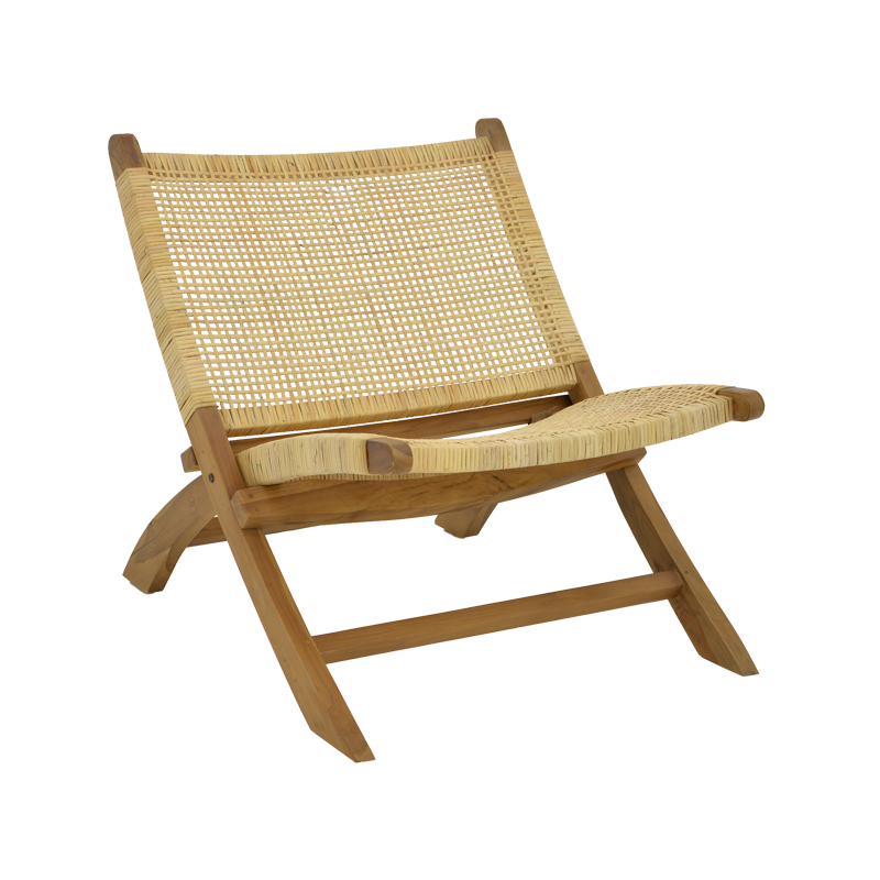 Πολυθρόνα Jerenze φυσικό teak ξύλο-φυσικό rattan 65x78x68εκ