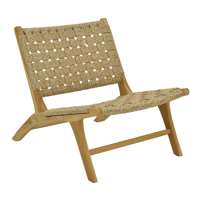 Πολυθρόνα Foldere φυσικό teak ξύλο-pe σχοινί 65x78x68εκ