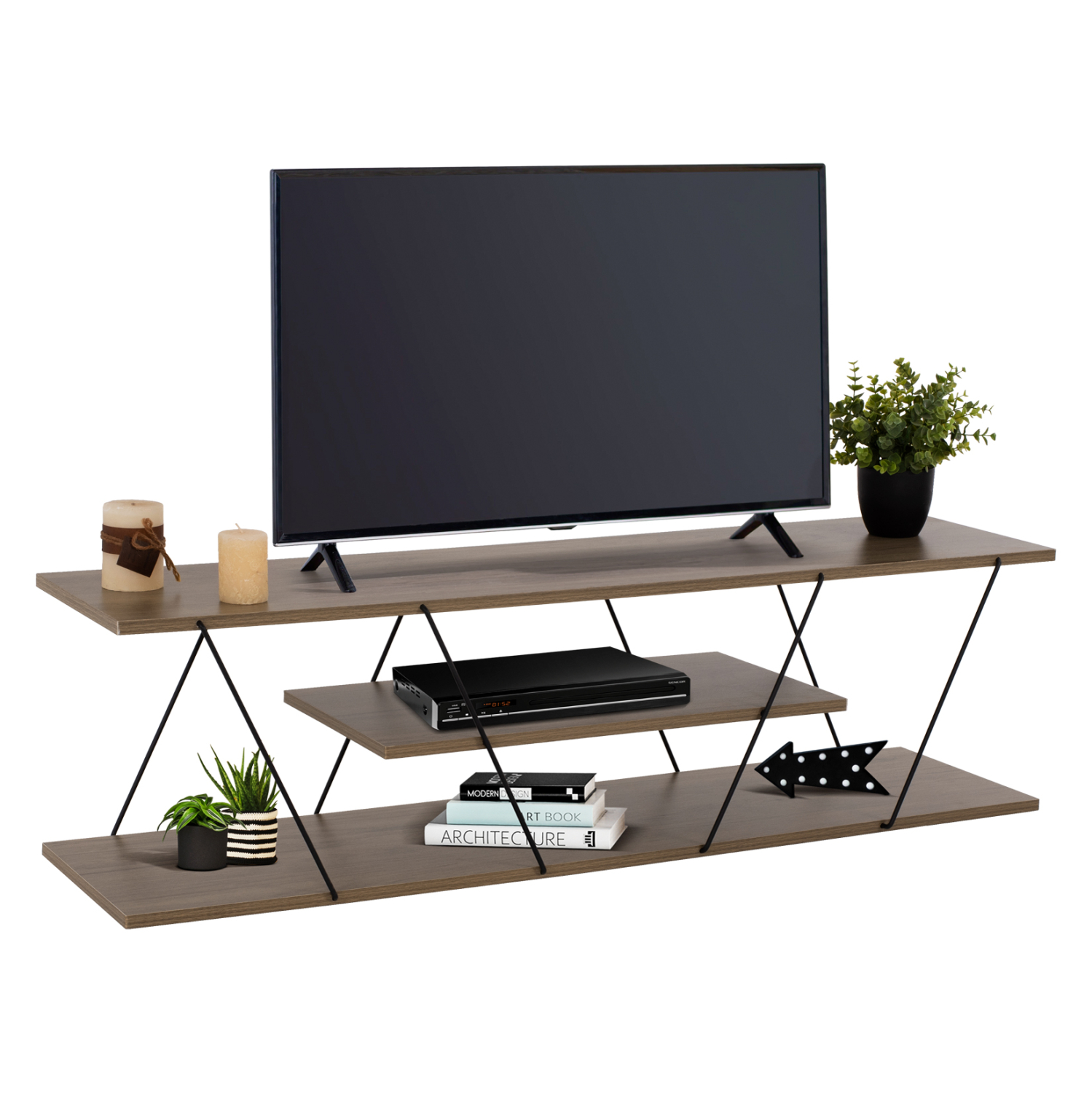Έπιπλο Τηλεόρασης Tars Μελαμίνη Olive Grey 120x32x33Υεκ.