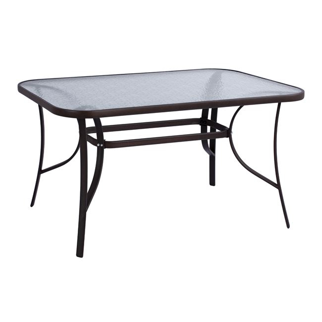 Τραπέζι Bruno 140x80x72υεκ. Καφέ Μεταλλικό Με Γυάλινη Επιφάνεια
